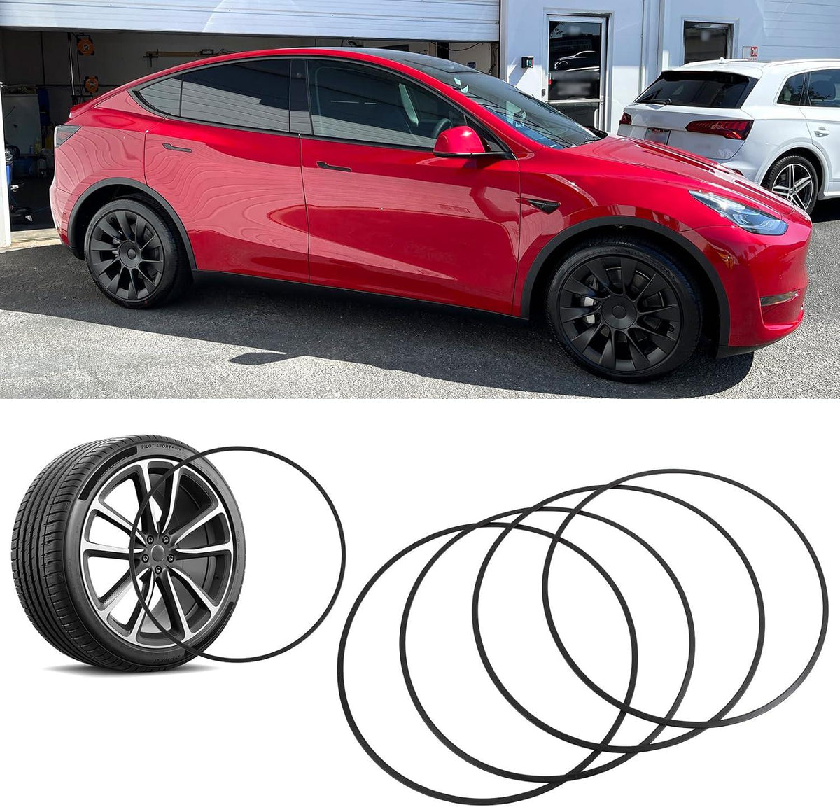 4PCS Aluminum Alloy Wheel Rim Protector 19 Inch Rim Curb Rash Protector Universal Black Rim Guards for Car Rims Compatible with Tesla Model 3/Y/S/X Honda Accord Ford Mustang