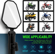 DREAMIZER Adventure Motorcycle Mirrors 8mm 10mm Motorbike Side Mirror, Universal 7/8" Handlebar Rear View Mirrors, Adjustable Double Roller ATV Mirror Compatible with Honda CRF Kawasaki Scooter
