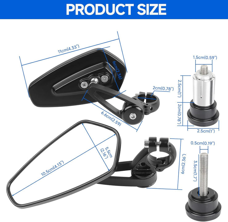 Motorcycl Universal 7/8" 22mm CNC Handlebar End Mirrors Compatible with Honda CBF125 CBF600 Kawasaki Z1000 Z750 Suzuki GSF600 GSF1250 Yamaha MT03 MT09