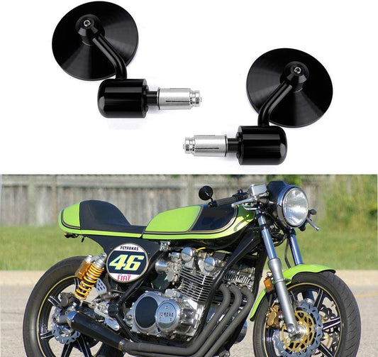 Custom Motorcycle CNC Handle Bar End Rearview Side Mirrors 3"Round 7/8" 22 mm Compatible with Honda Yamaha Suzuki Kawasaki Aprilia Derbi Ducati Gilera ATV