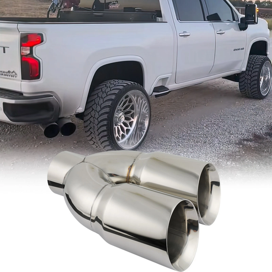 5" to Dual 6" Diesel Chrome Exhaust Tip For Chevrolet Silverado 2500HD 3500HD