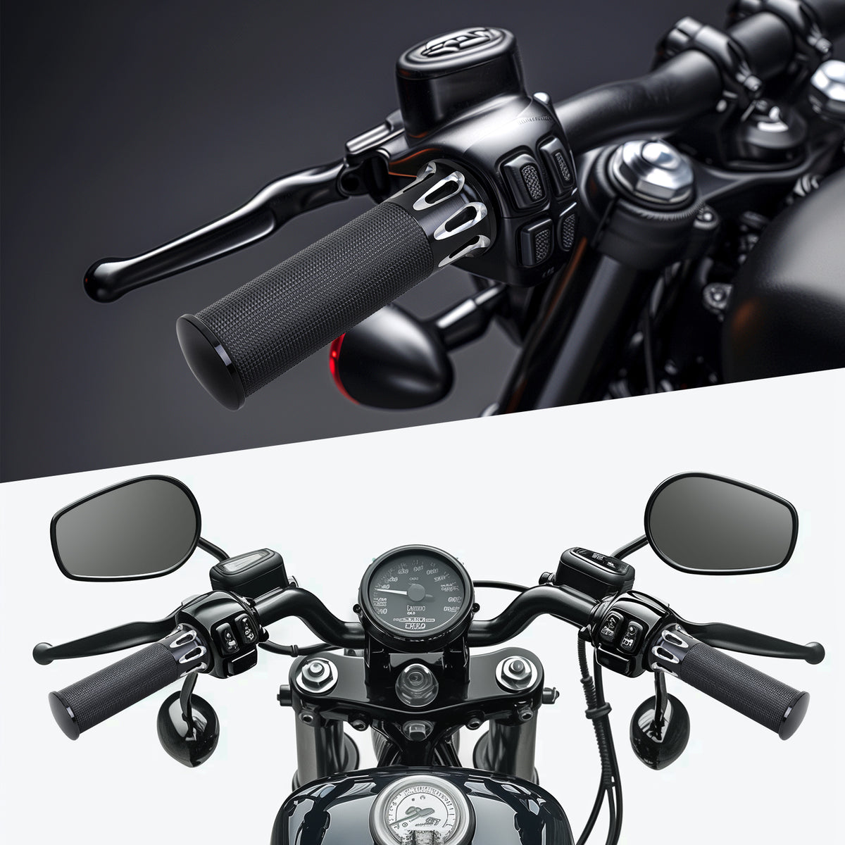 1" Black Motorcycle Handle Bar Hand Grips For Honda Shadow ACE Spirit VT750 1100