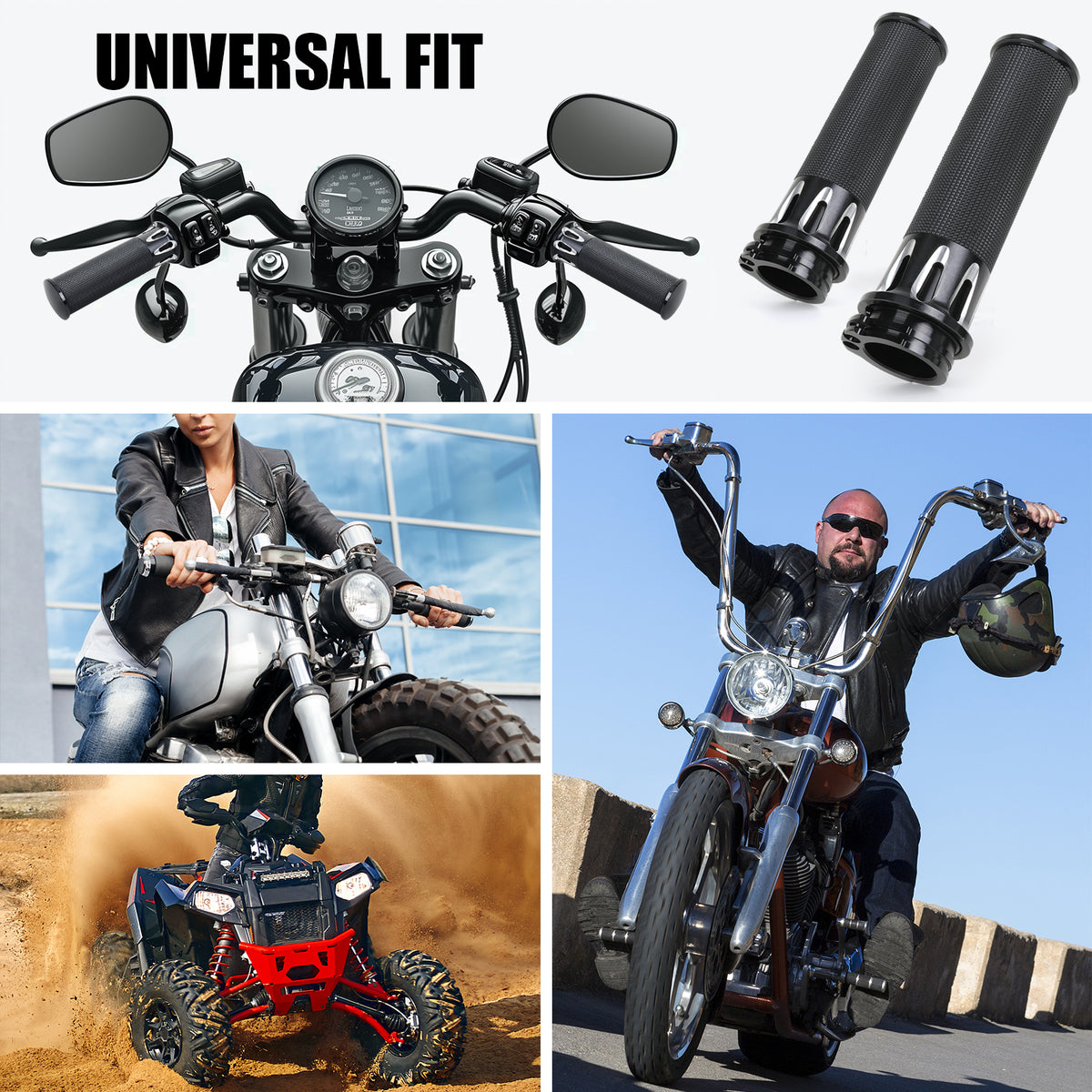 1" Black Motorcycle Handle Bar Hand Grips For Honda Shadow ACE Spirit VT750 1100
