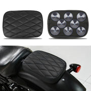 DREAMIZER Custom Motorcycle Rear Passenger Cushion, 8 Suction Cups Motorcycle Rear Seat Pad Compatible with Harley Sportster XL 883 1200 Dyna Softail Touring Cruiser Chopper Custom