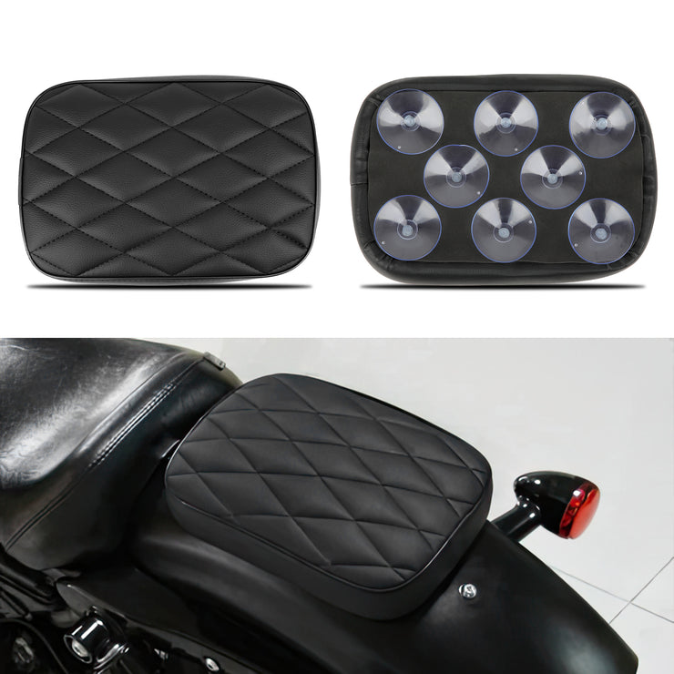 DREAMIZER Custom Motorcycle Rear Passenger Cushion, 8 Suction Cups Motorcycle Rear Seat Pad Compatible with Harley Sportster XL 883 1200 Dyna Softail Touring Cruiser Chopper Custom