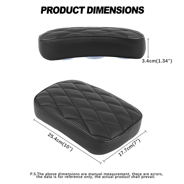 DREAMIZER Custom Motorcycle Rear Passenger Cushion, 8 Suction Cups Motorcycle Rear Seat Pad Compatible with Harley Sportster XL 883 1200 Dyna Softail Touring Cruiser Chopper Custom