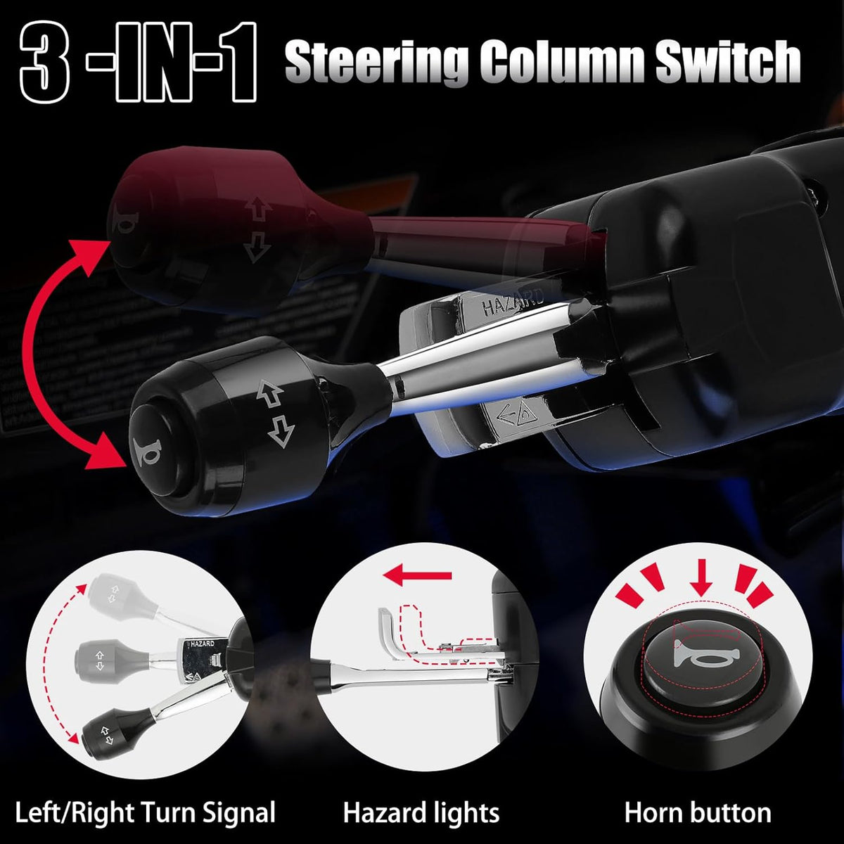 UTV Turn Signal Kit with Horn, Plug and Play, Pre-Wired, ATV Blinker with Lever Column Switch