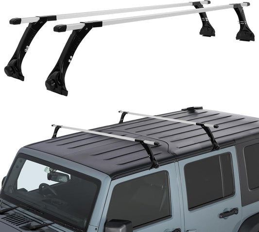 63" Roof Rack for Van Universal Aluminum Alloy Roof Rails Crossbars with Anti-Theft Locks 135lbs Load Capacity Suitable for Most Vehicles with Rain Gutters Compatible with Chevrolet Express GMC Savana