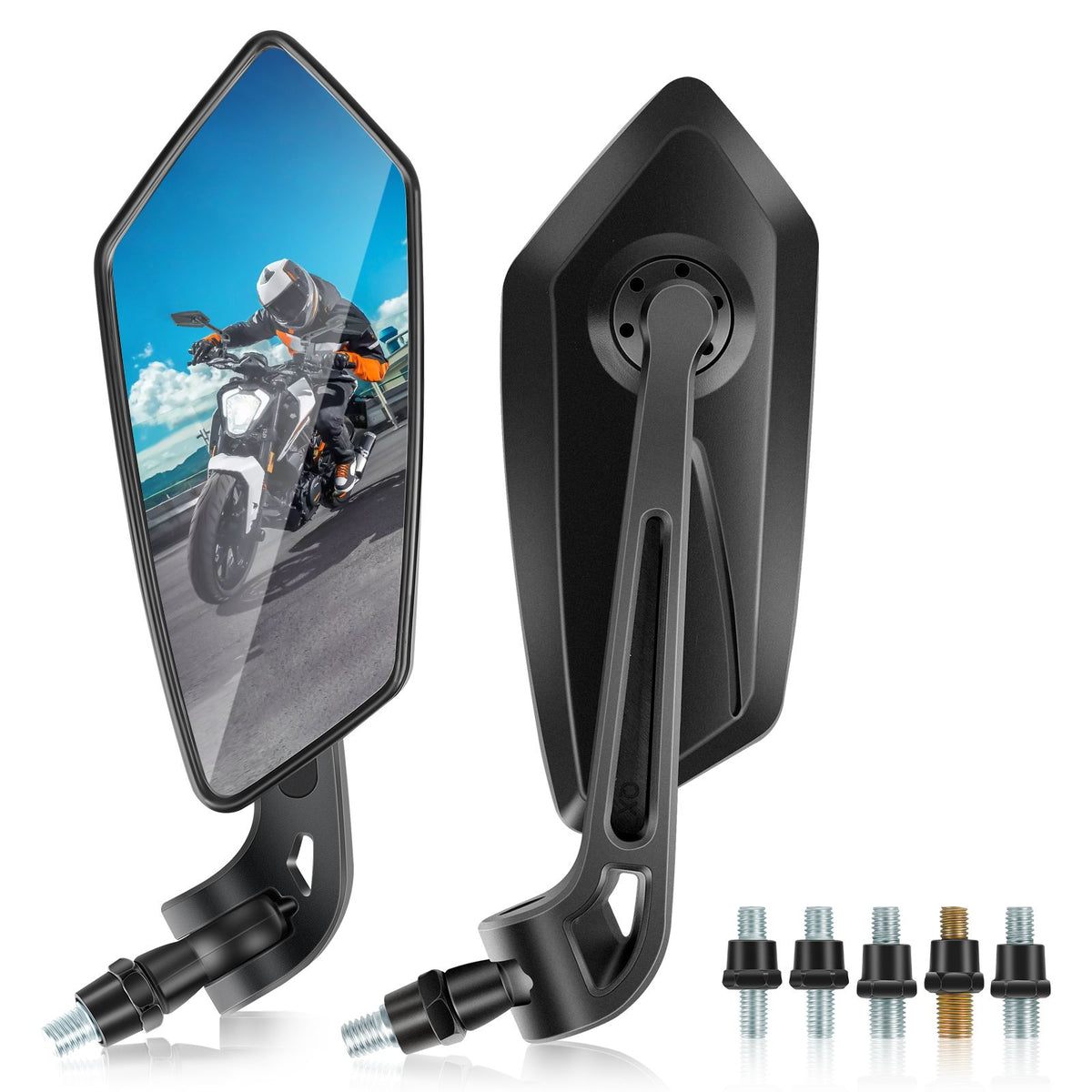 Motorcycle Rearview Side Mirrors 8mm/10mm for Honda Yamaha Suzuki Kawasaki ATV