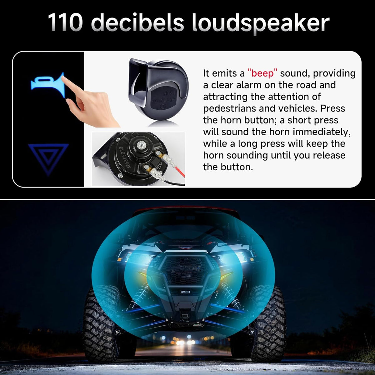 UTV Turn Signal Kit with Horn, Plug and Play, Pre-Wired, UTV ATV Blinker with Rocker Switch