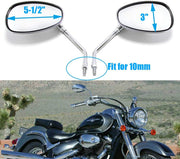 Motorcycle Chrome Rearview Side Mirrors Compatible with Kawasaki Suzuki Chopper Scooter 10MM