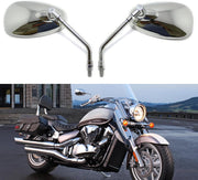 Motorcycle Chrome Rearview Side Mirrors Compatible with Kawasaki Suzuki Chopper Scooter 10MM