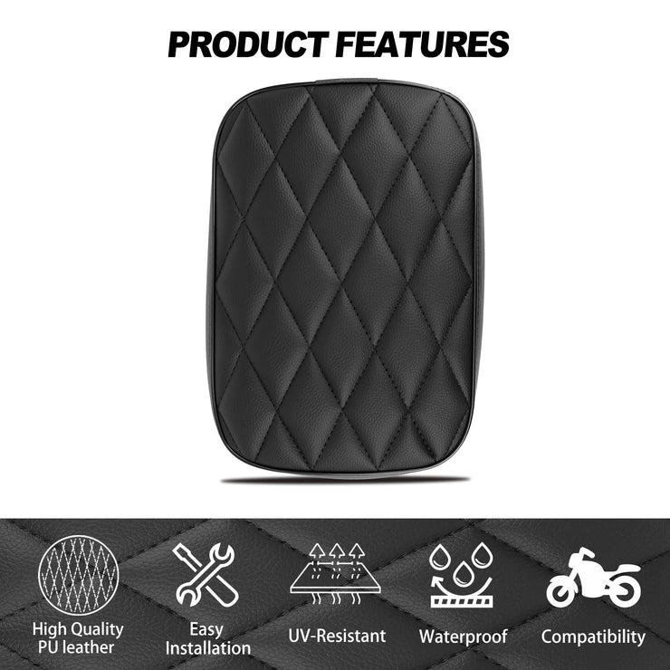 DREAMIZER Custom Motorcycle Rear Passenger Cushion, 8 Suction Cups Motorcycle Rear Seat Pad Compatible with Harley Sportster XL 883 1200 Dyna Softail Touring Cruiser Chopper Custom