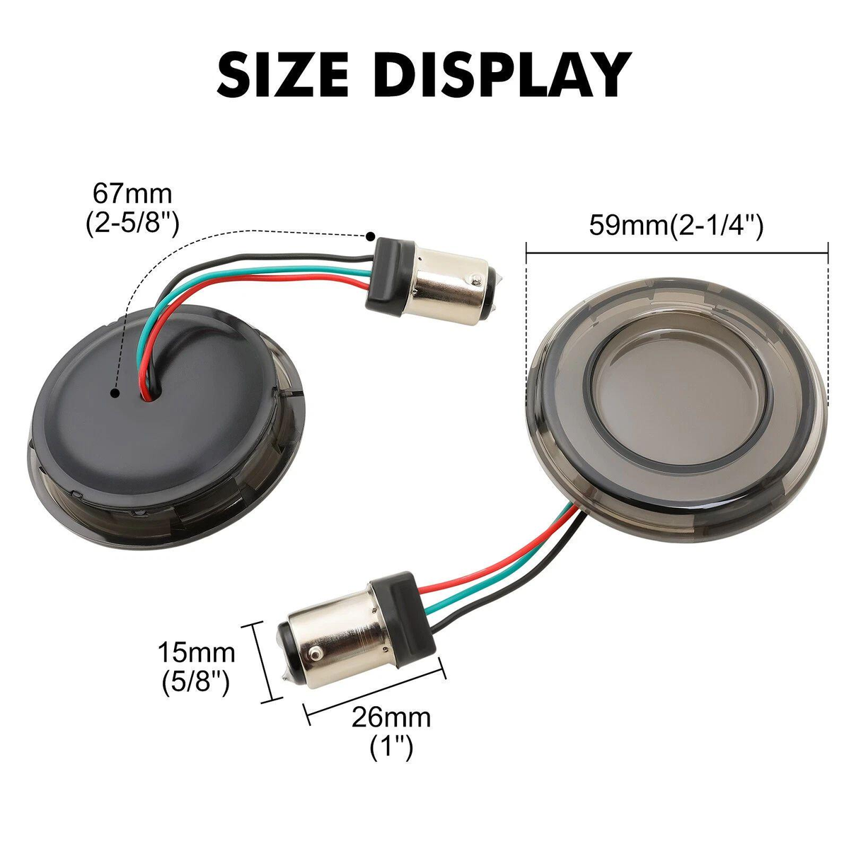 2pcs 1157 LED Turn Signals Dual-Contact 2" Smoke Lens For Harley Sportster 883