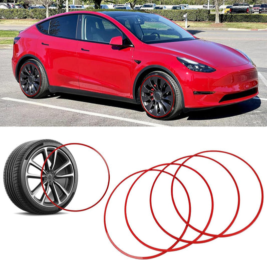 4PCS Aluminum Alloy Wheel Rim Protector 18 Inch Rim Curb Rash Protector Universal Red Rim Guards for Car Rims Compatible with Tesla Model 3/Y/S/X Honda