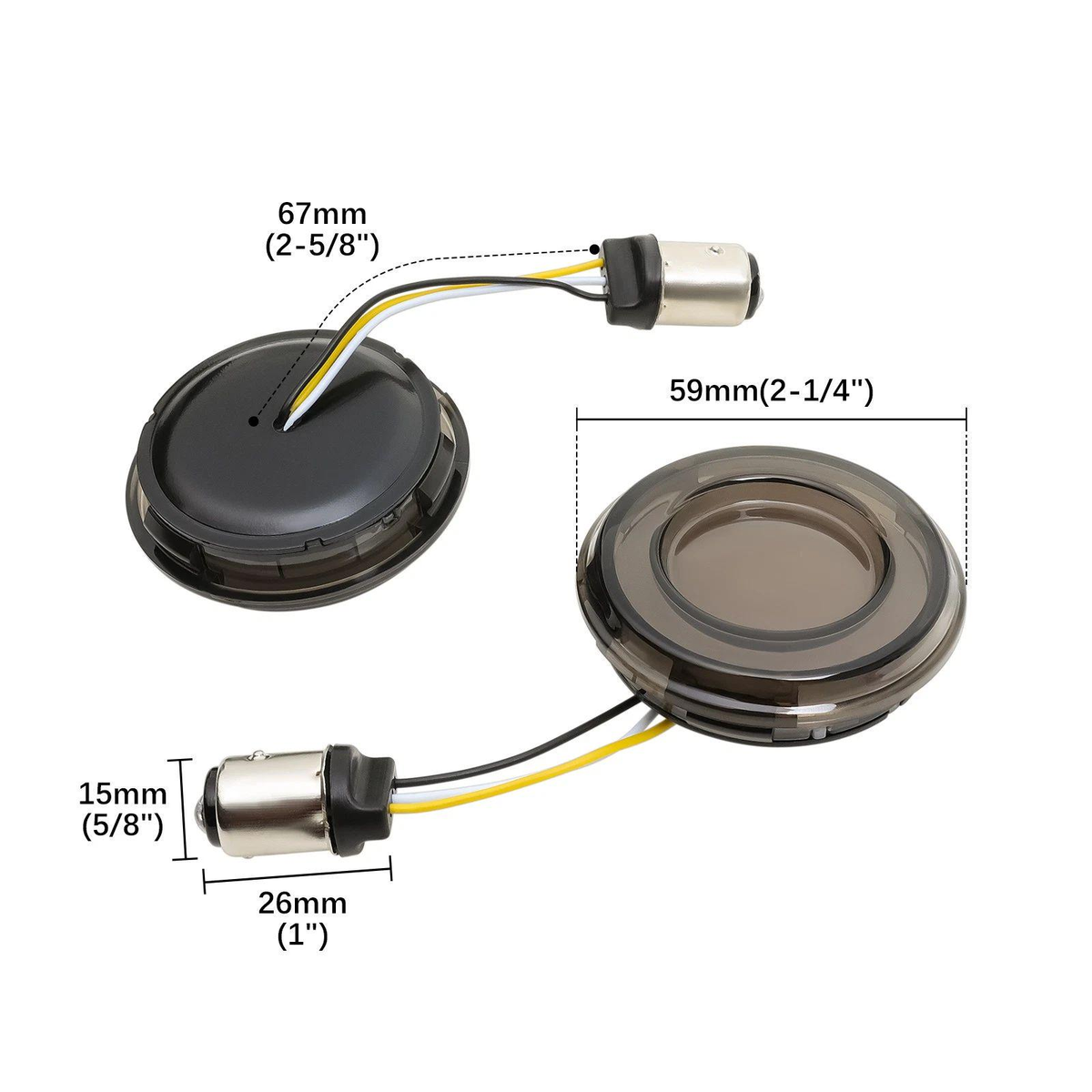 2pcs 1157 LED Turn Signals Dual-Contact 2" Smoke Lens For Harley Sportster 883