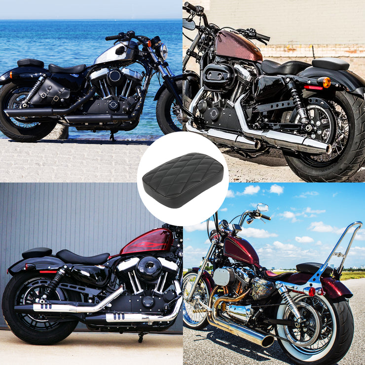 DREAMIZER Custom Motorcycle Rear Passenger Cushion, 8 Suction Cups Motorcycle Rear Seat Pad Compatible with Harley Sportster XL 883 1200 Dyna Softail Touring Cruiser Chopper Custom