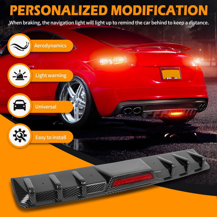 For Ford Mustang 1999-2004 Rear Bumper Diffuser Lip LED Tail Brake Light Carbon