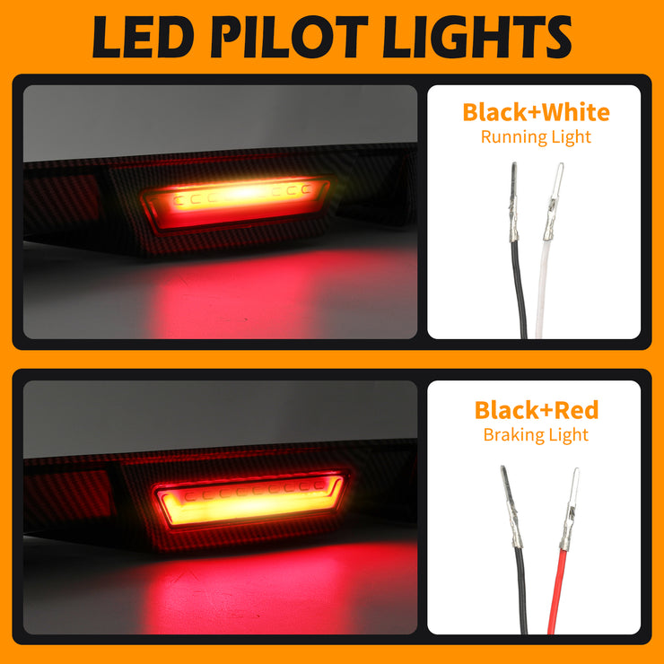 For Ford Mustang 1999-2004 Rear Bumper Diffuser Lip LED Tail Brake Light Carbon