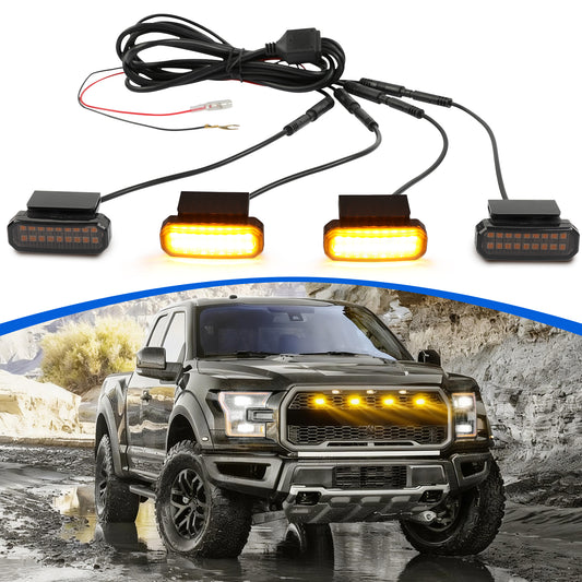 Smoked Raptor Amber LED Front Grille Grill Light Kits For Ram 1500 2500