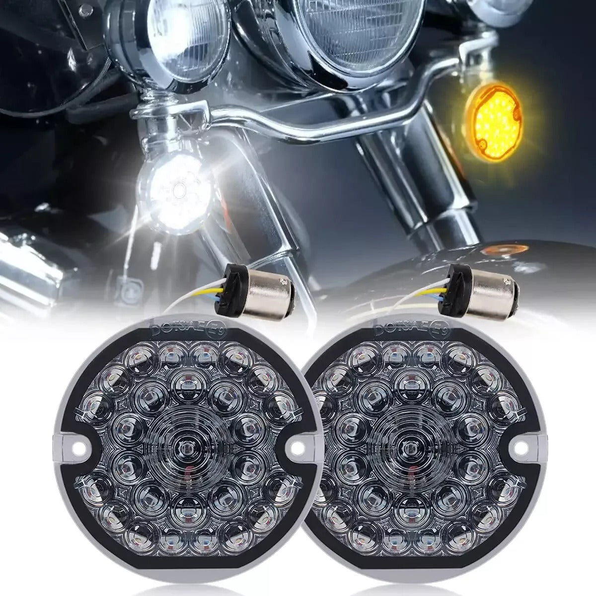 3-1/4" 1157 LED Turn Signals Blinker Lights For Harley Road King Electra Glide
