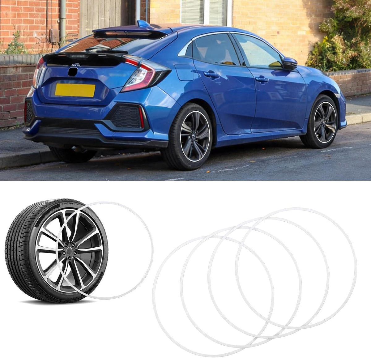 4PCS Wheel Rim Protector 19 Inch Rim Curb Rash Protector Universal White Rim Guards for Car Rims Compatible with Tesla Model 3/Y/S/X Honda Accord
