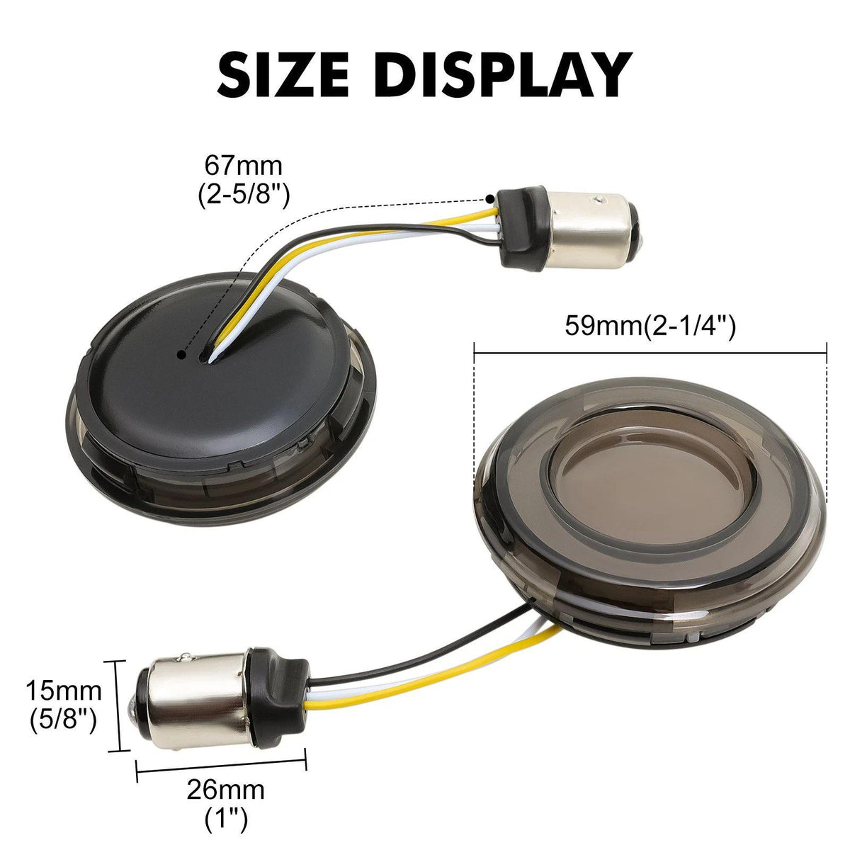 2pcs 1157 LED Turn Signals Dual-Contact 2" Smoke Lens For Harley Sportster 883