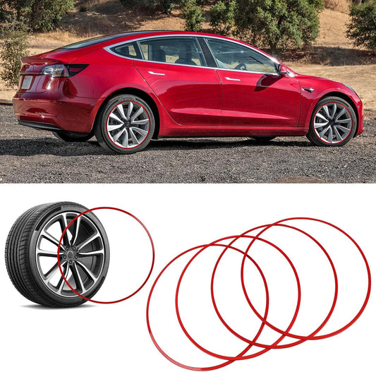 4PCS Aluminum Alloy Wheel Rim Protector 19 Inch Rim Curb Rash Protector Universal Red Rim Guards for Car Rims Compatible with Tesla Model 3/Y/S/X Honda Accord Ford Mustang