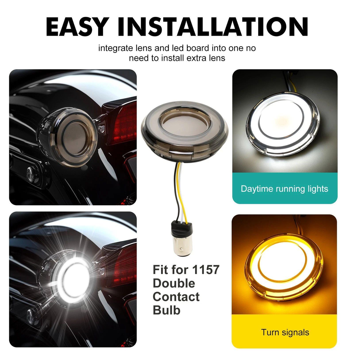 2pcs 1157 LED Turn Signals Dual-Contact 2" Smoke Lens For Harley Sportster 883