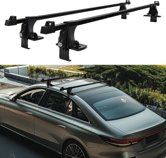 Car Roof Rack Cross Bars,54" Black Universal Roof Rails Crossbars with Anti-Theft Locks 200lbs Load Capacity Fit for Honda Toyota Nissan Sabaru Mazda Most Sedans Without Raised Roof Rails