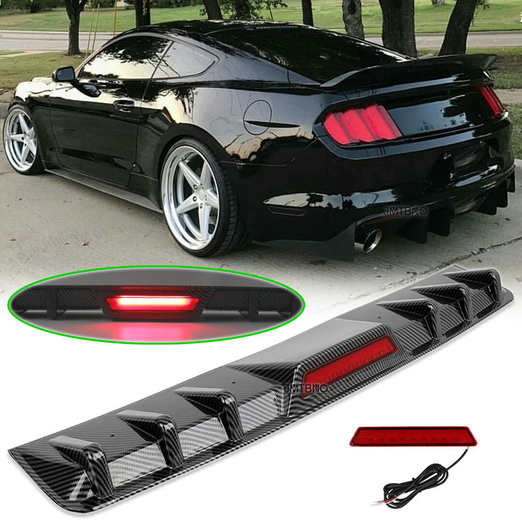 For Ford Mustang 1999-2004 Rear Bumper Diffuser Lip LED Tail Brake Light Carbon