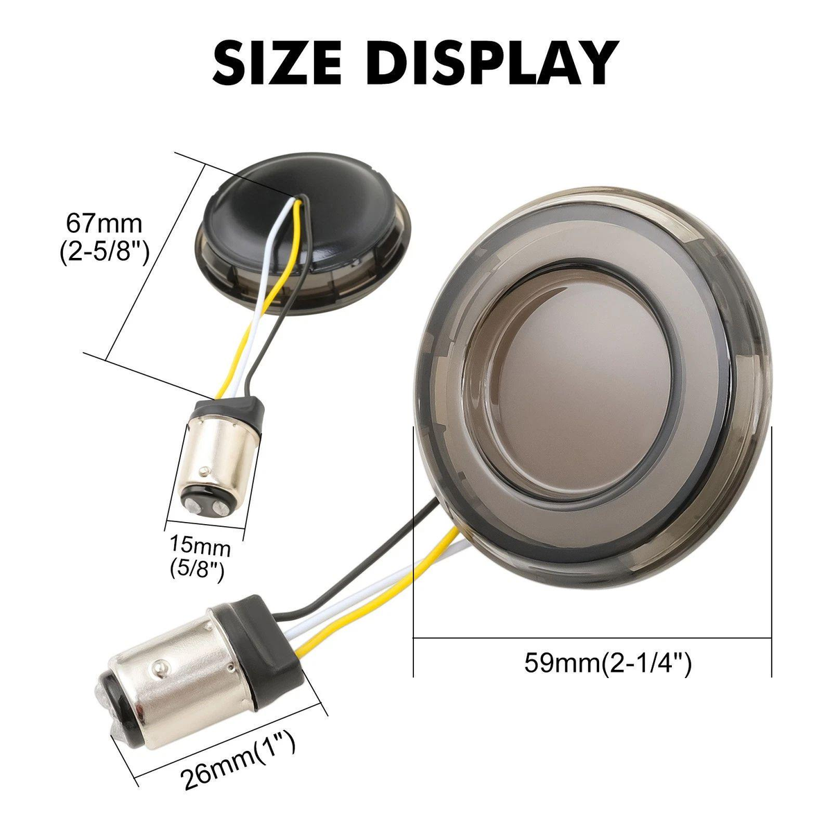 2pcs 1157 LED Turn Signals Dual-Contact 2" Smoke Lens For Harley Sportster 883