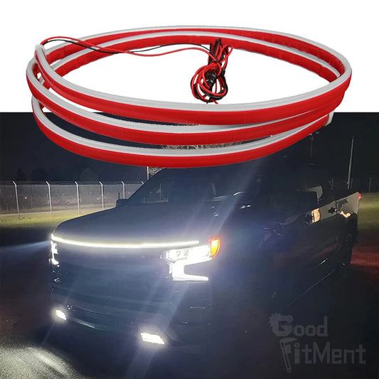 For Chevrolet Silverado Scan Start Up Car LED Hood Light Strip DRL White Running