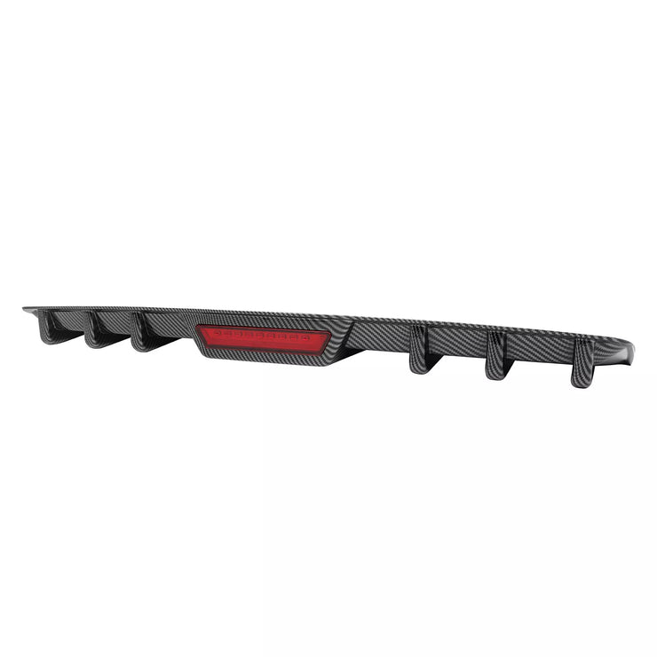 For Toyota Camry SE XSE LE TRD Carbon Fiber Rear Bumper Diffuser w/ LED Light
