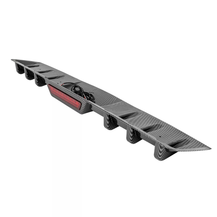 For Toyota Camry SE XSE LE TRD Carbon Fiber Rear Bumper Diffuser w/ LED Light