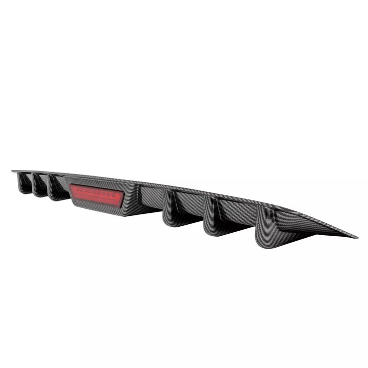 For Toyota Camry SE XSE LE TRD Carbon Fiber Rear Bumper Diffuser w/ LED Light