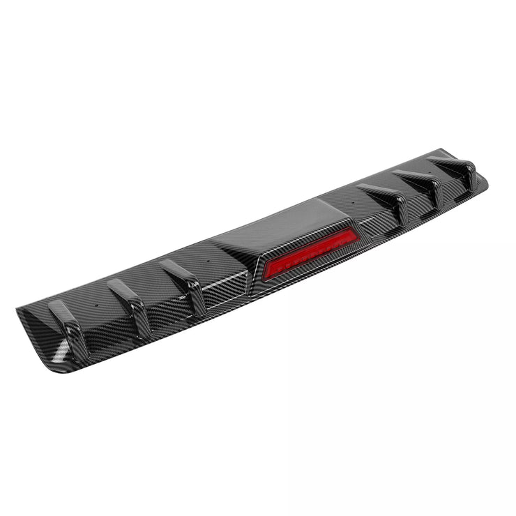 For Toyota Camry SE XSE LE TRD Carbon Fiber Rear Bumper Diffuser w/ LED Light