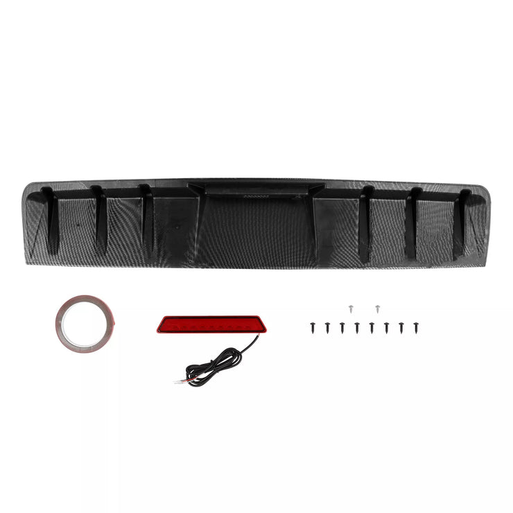 For Toyota Camry SE XSE LE TRD Carbon Fiber Rear Bumper Diffuser w/ LED Light