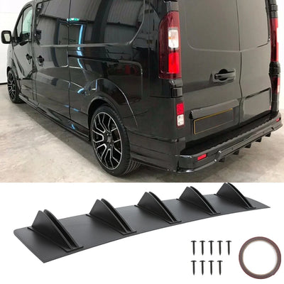For Vauxhall Opel Vivaro Gloss Rear Bumper Spoiler Diffuser Splitter 10-Fins Lip