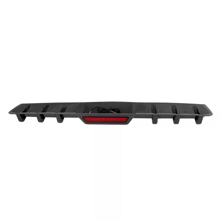 For Toyota Camry SE XSE LE TRD Carbon Fiber Rear Bumper Diffuser w/ LED Light