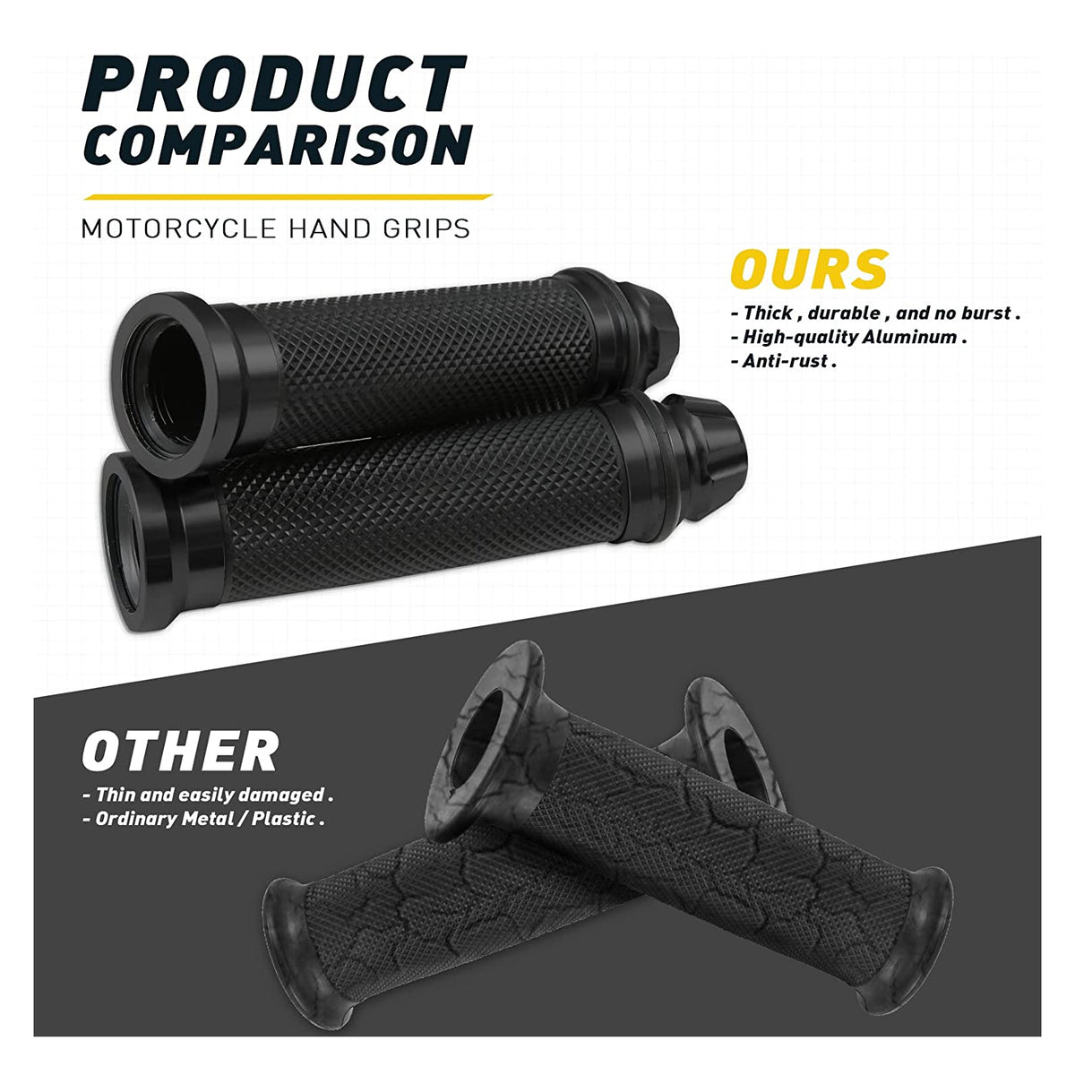Dreamizer Motorcycle Handle Grips Rubber Handlebar Grips