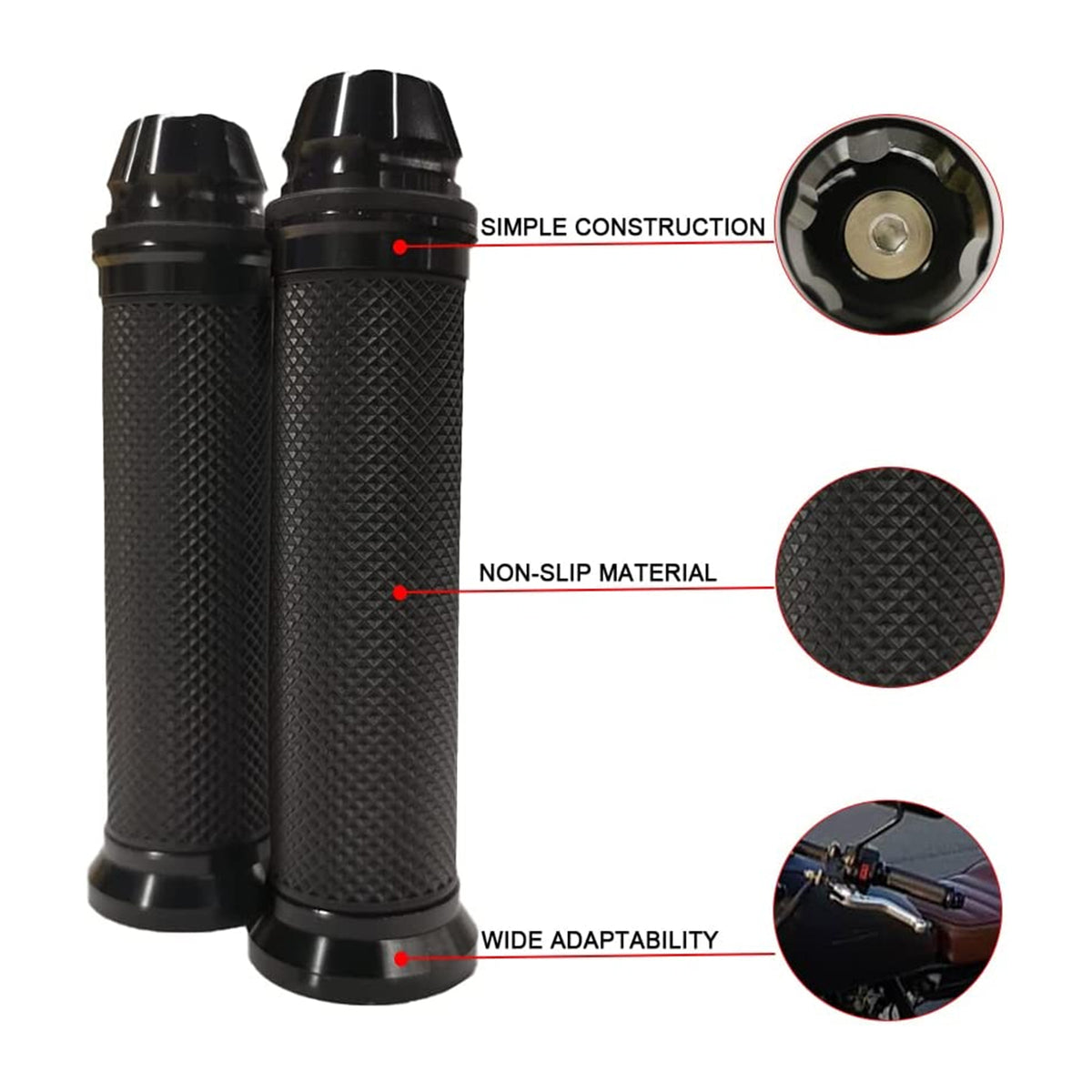 Dreamizer Motorcycle Handle Grips Rubber Handlebar Grips
