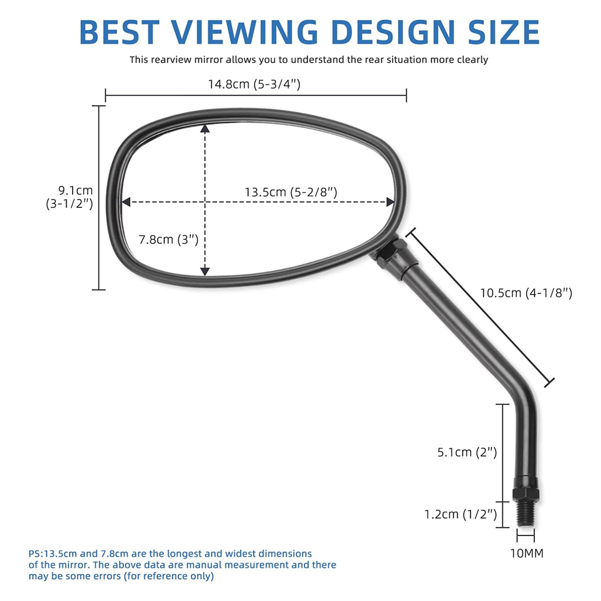 Dreamizer M10 Rectangle Motorcycle Side Mirrors